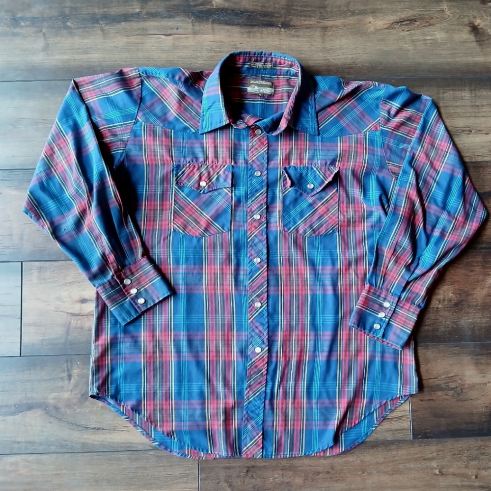 Plainsman vintage pearl snap western shirt XL